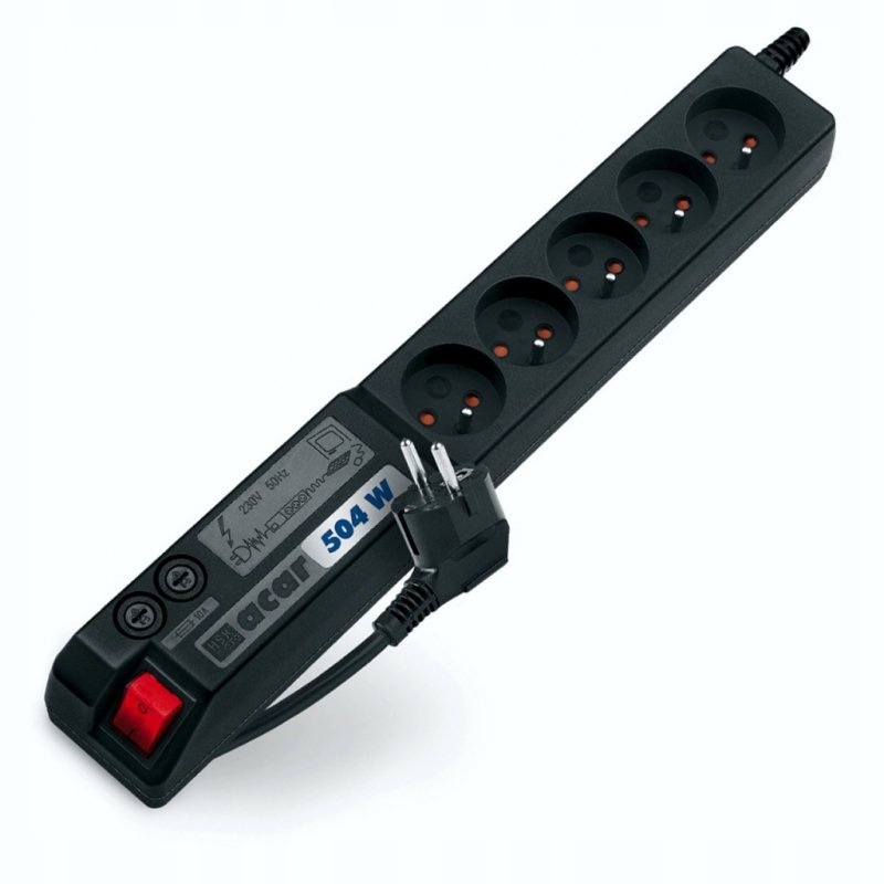 Acar 504 W 5 gniazd 5m Czarny