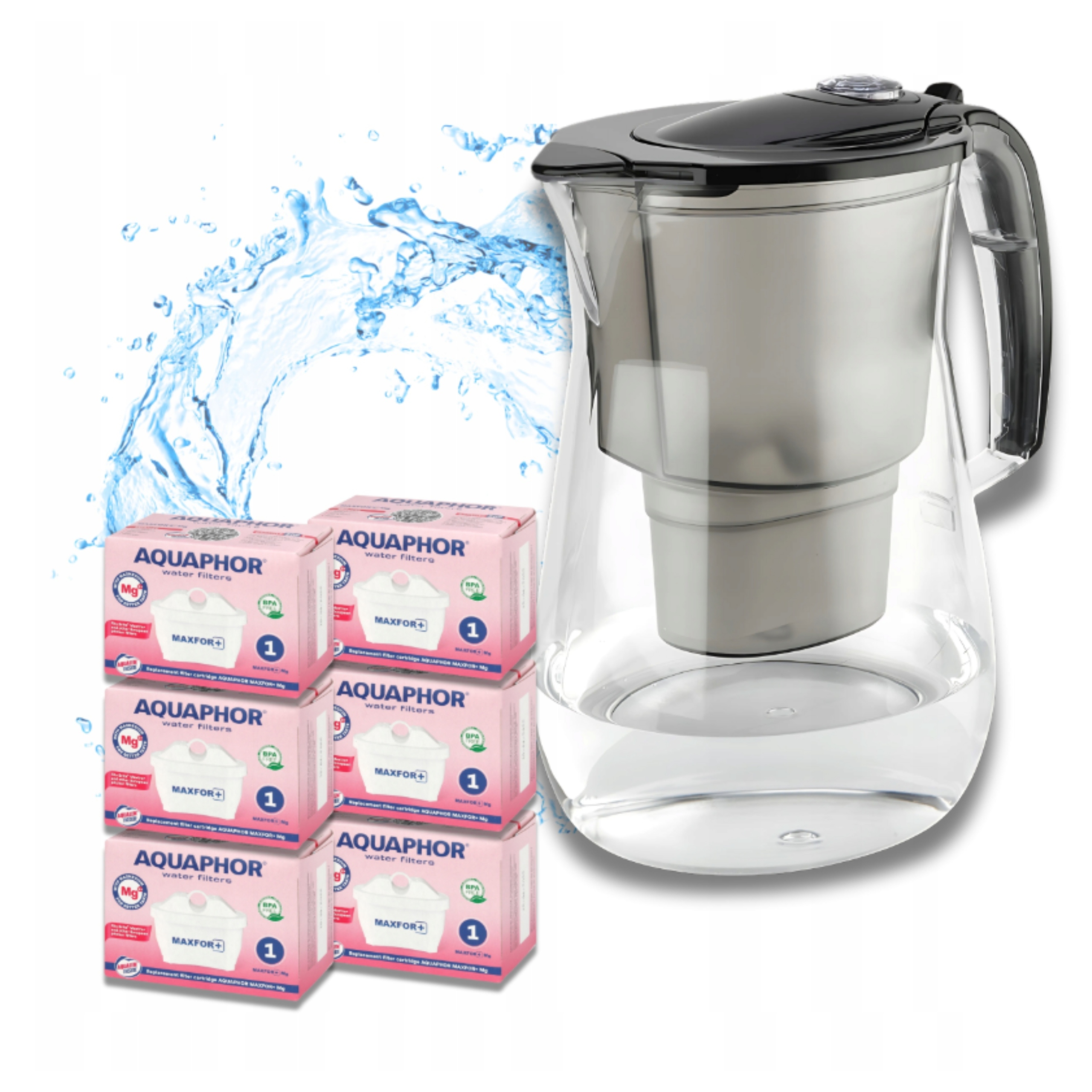 Filtrační konvice na vodu Aquaphor Onyx 4,2L černá 6 náplní Maxfor+ Mg