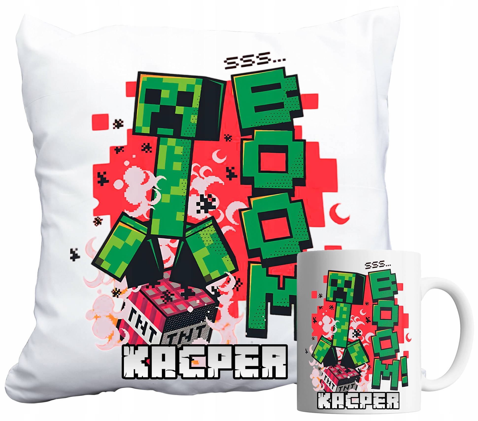 Sada Hrnek A Polštář – Pixely Pixel Tnt Hra Pro Dítě Dárek Jméno