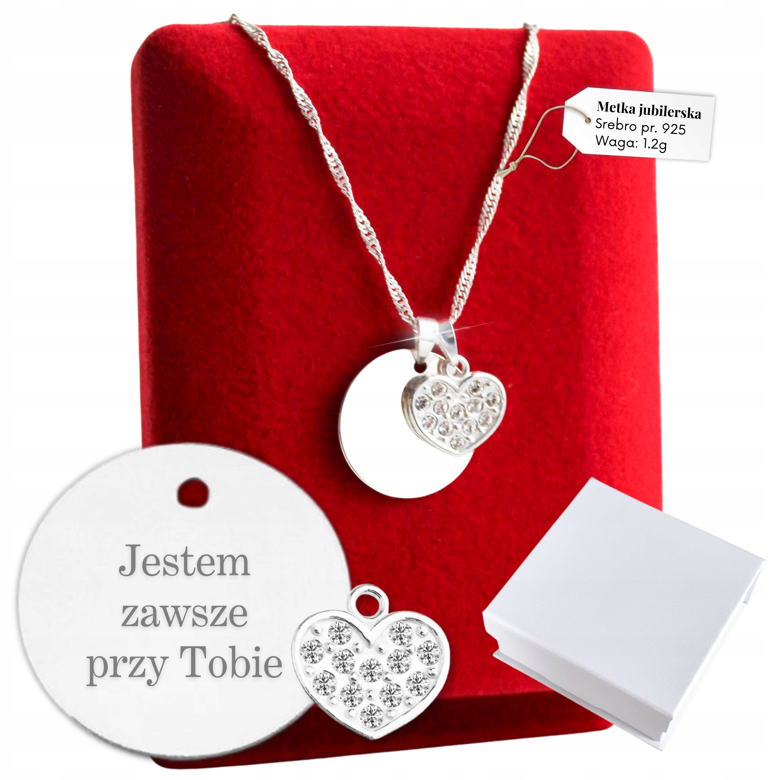 Stříbrný náhrdelník s gravírováním a srdíčkem Zirkony jako Dárek Gravírování 925