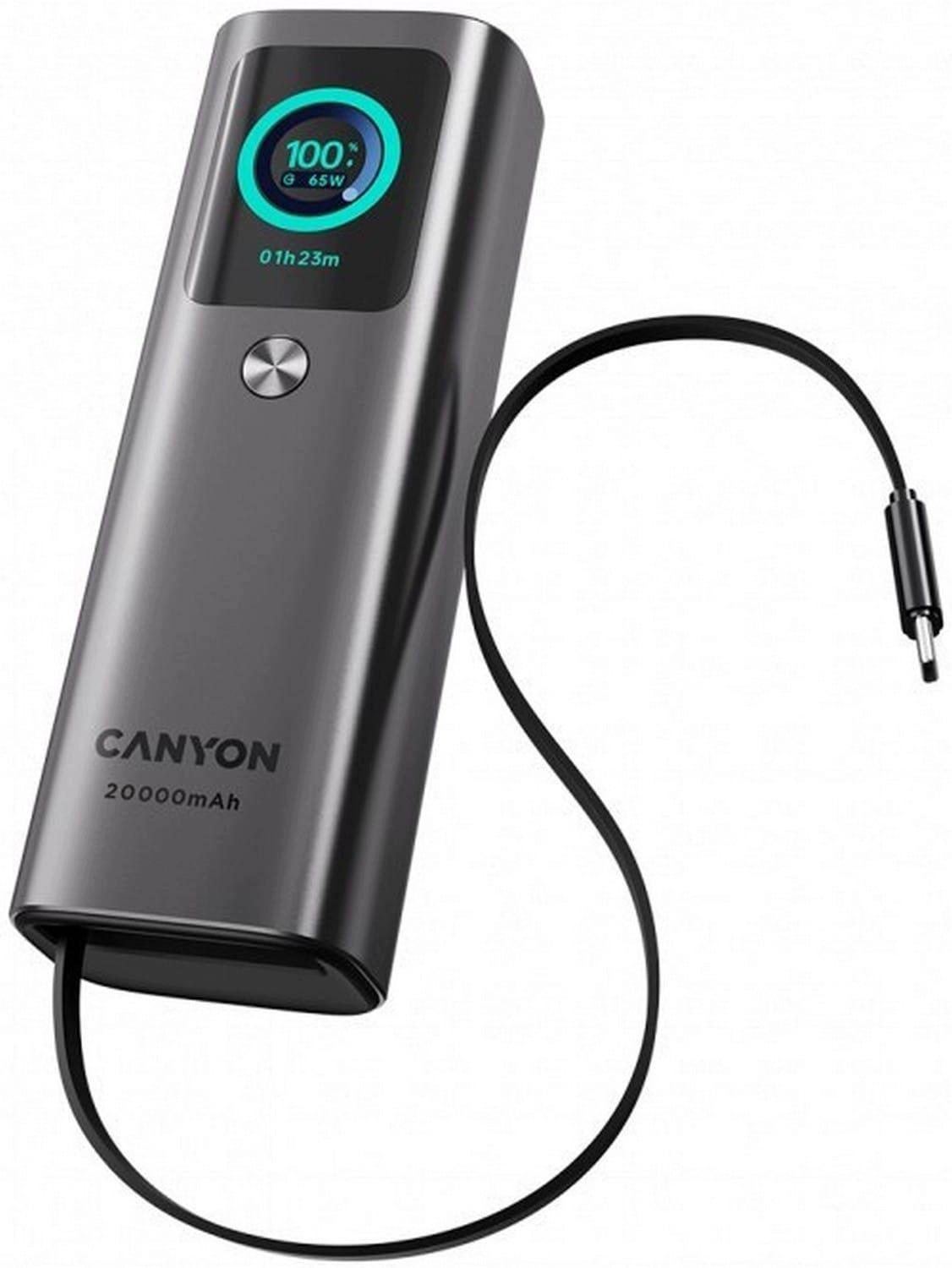 CANYON Built-in cable power bank OnPower 265 20000mAh 165W   Aluminium Dark grey — 4