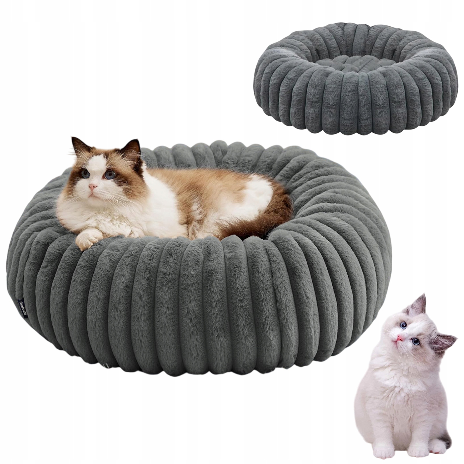 Levně Plyšové Pelíšek Kulaté 50 X 50 CM Pro Kočky A Malé Psy Do Domácnosti, Šedé