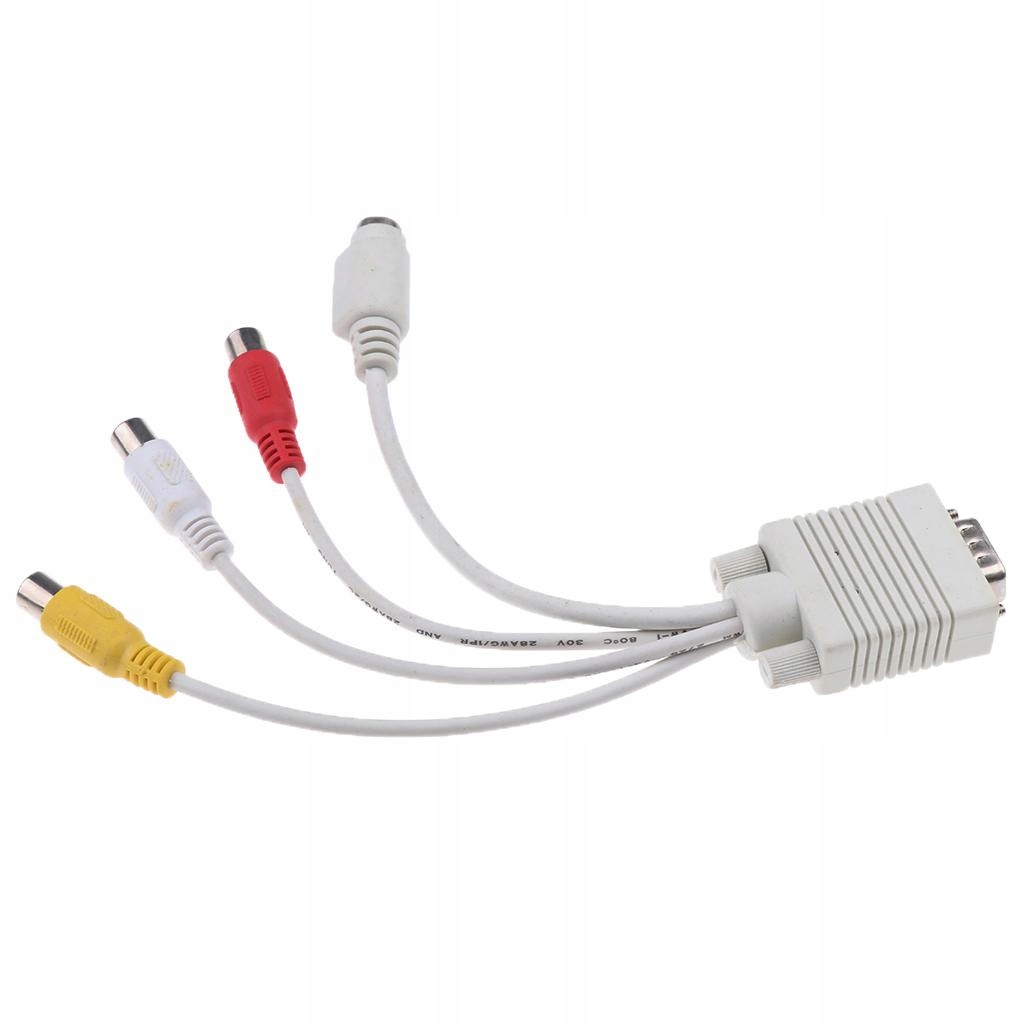 Przewód wyjściowy AV VGA na S Video 3 RCA Composite AV Model VGA do adaptera telewizyjnego