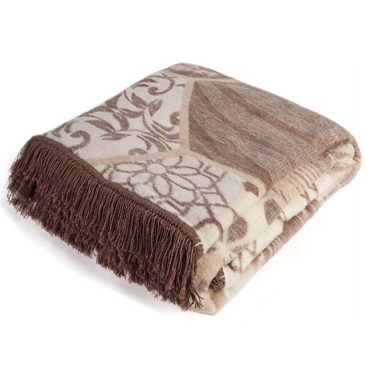 Bavlněná deka s třásněmi 150x200 Ps2085a, hnědé květy