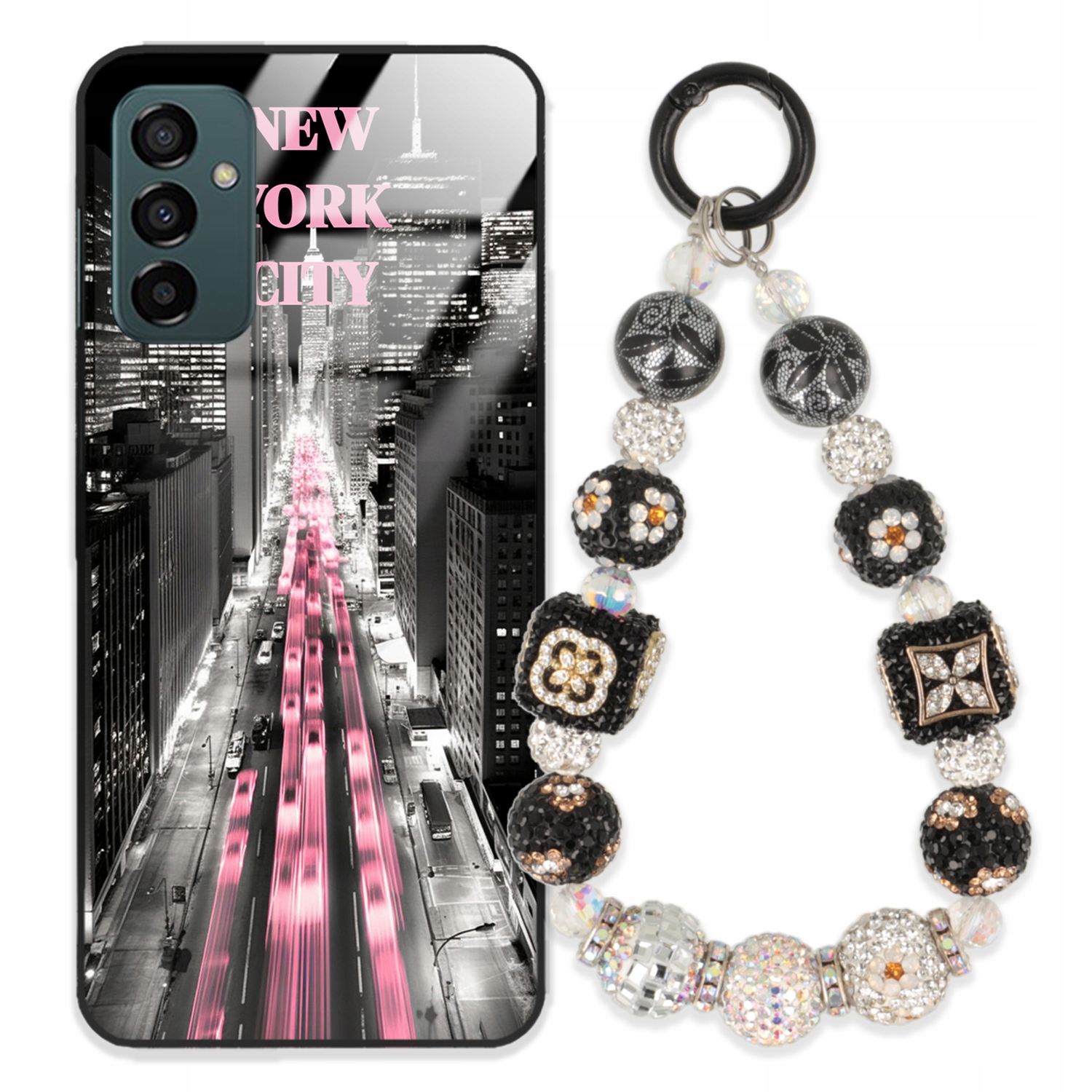 Pouzdro Pro Samsung M13 4G Glass Přívěsek Na Klíče Elegantní Kryt Premium Vzory