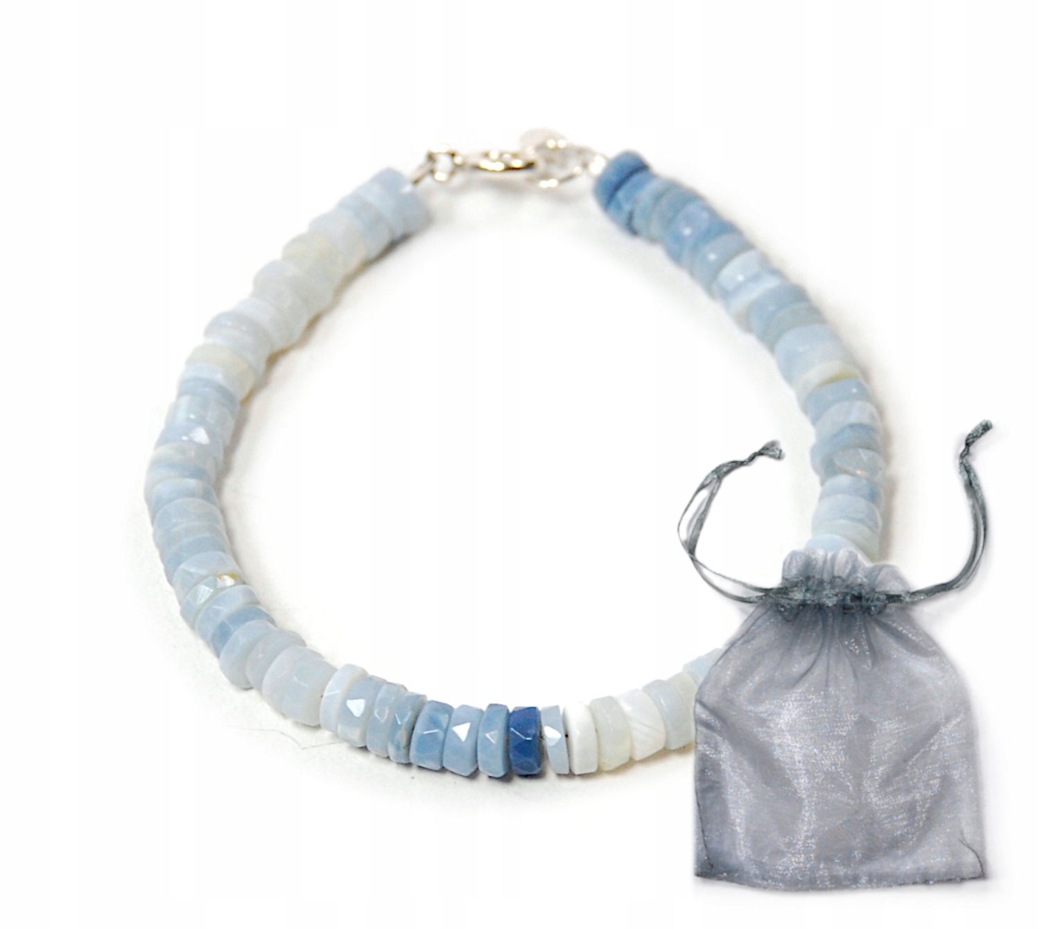 Dámský náramek přírodní modrý Opal modré pneumatiky 6 mm stříbro 925