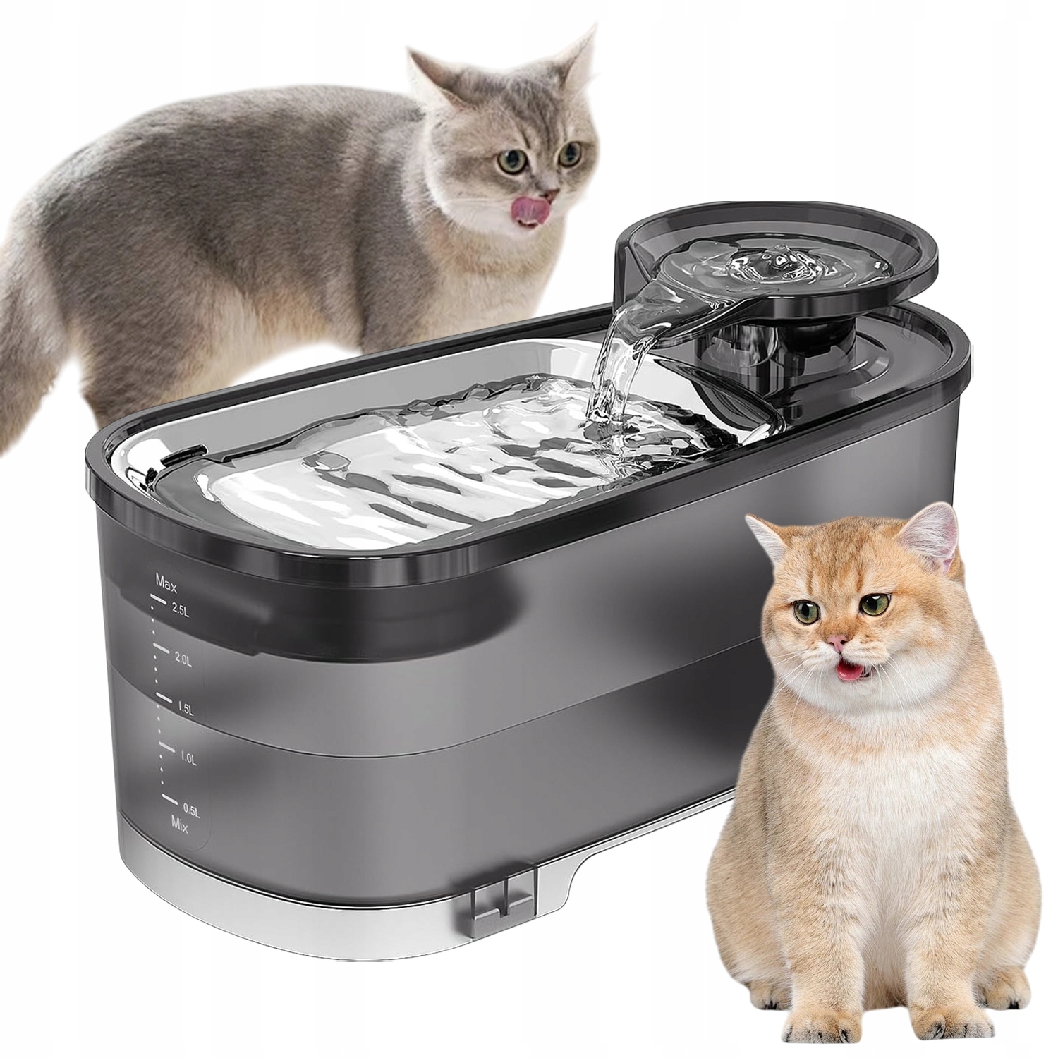 Levně Fontána Pro Psa Automatický Tichý Filtr Uhlíková Nádrž Průhledný