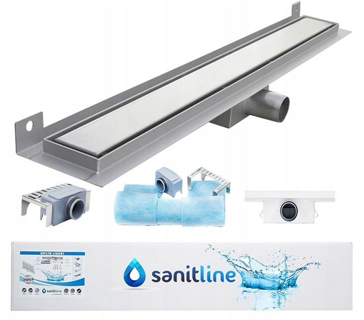 Lineární odtok Nástěnný Sanitline 2v1 Pod Dlažbu nebo Hladký 60 cm Nízký