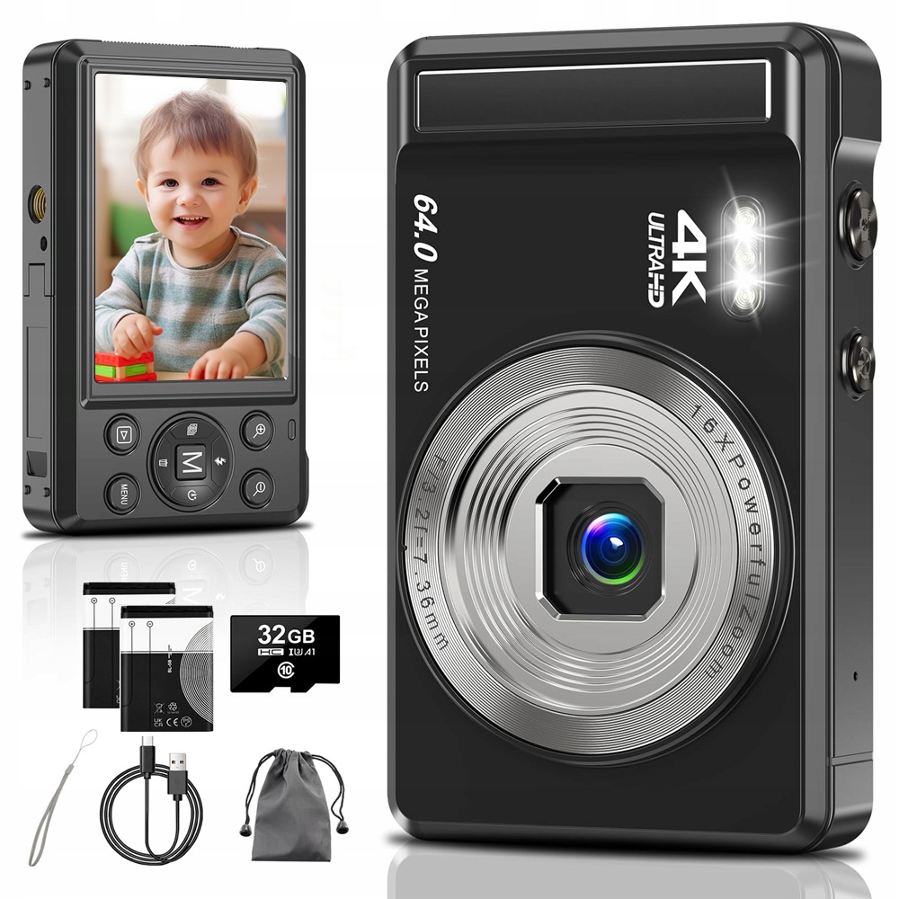 Digitální Fotoaparát 4K Ultra Hd 64MP Videokamera 16X Digitální Zoom 32GB