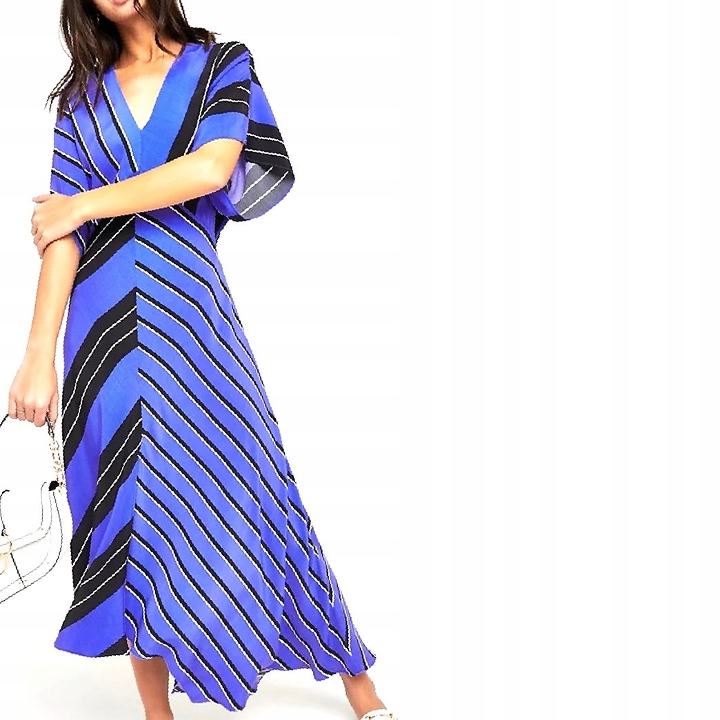 Šaty Maksi s proužky Rukávy Batwing Viskóza M 38