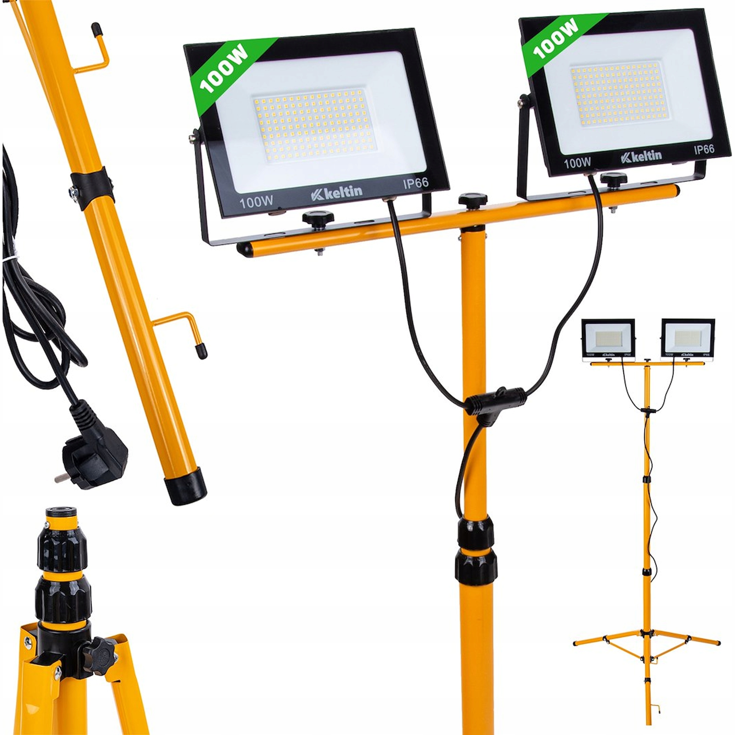 Led reflektor 2×100W 6500K s teleskopickým statívom Keltin K02050