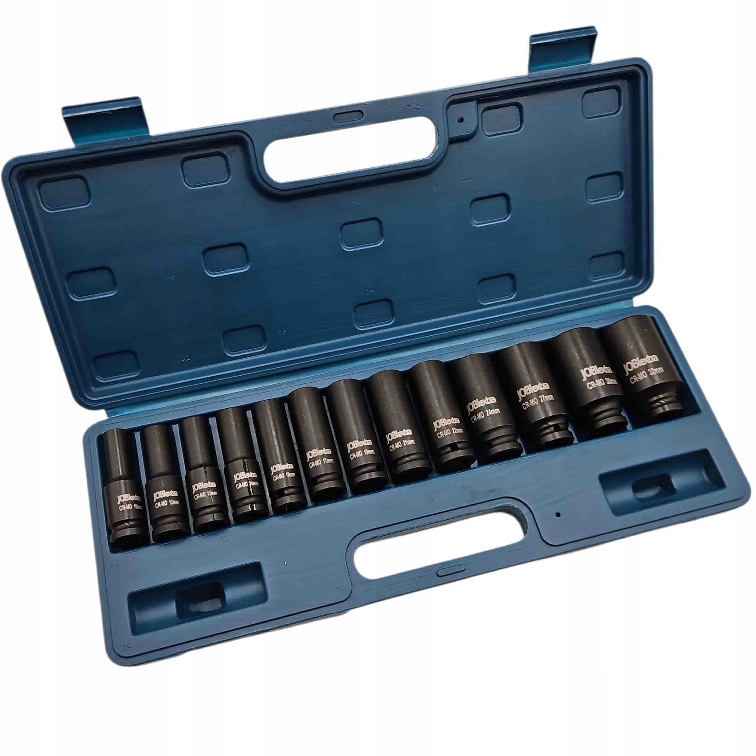 Zestaw nasadek udarowych Cr-mo 1/2" długie 12-kątne 10-32mm X1301 Jobi