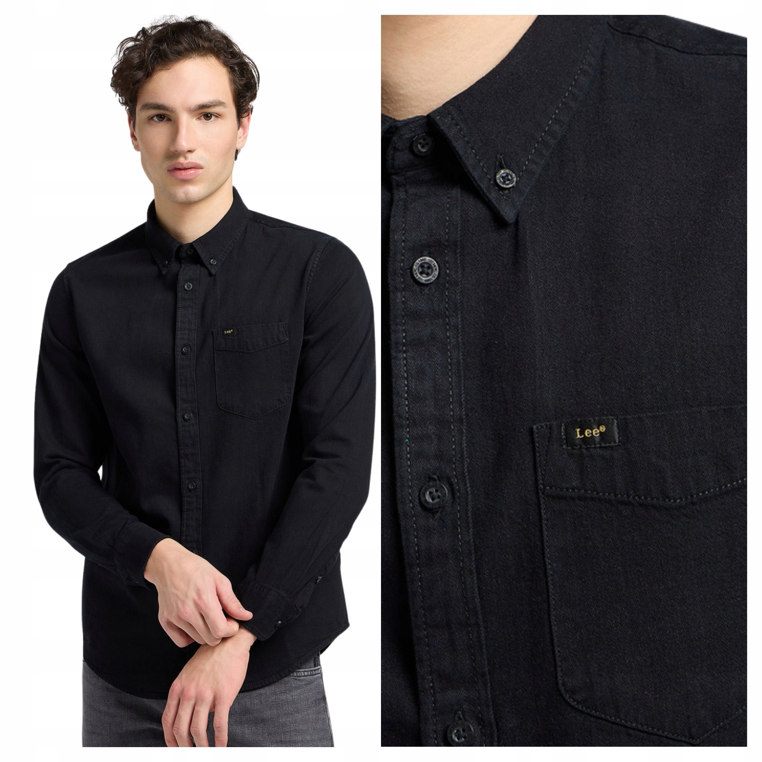 Pánská košile Lee Button Down Černá Klasická bavlněná M