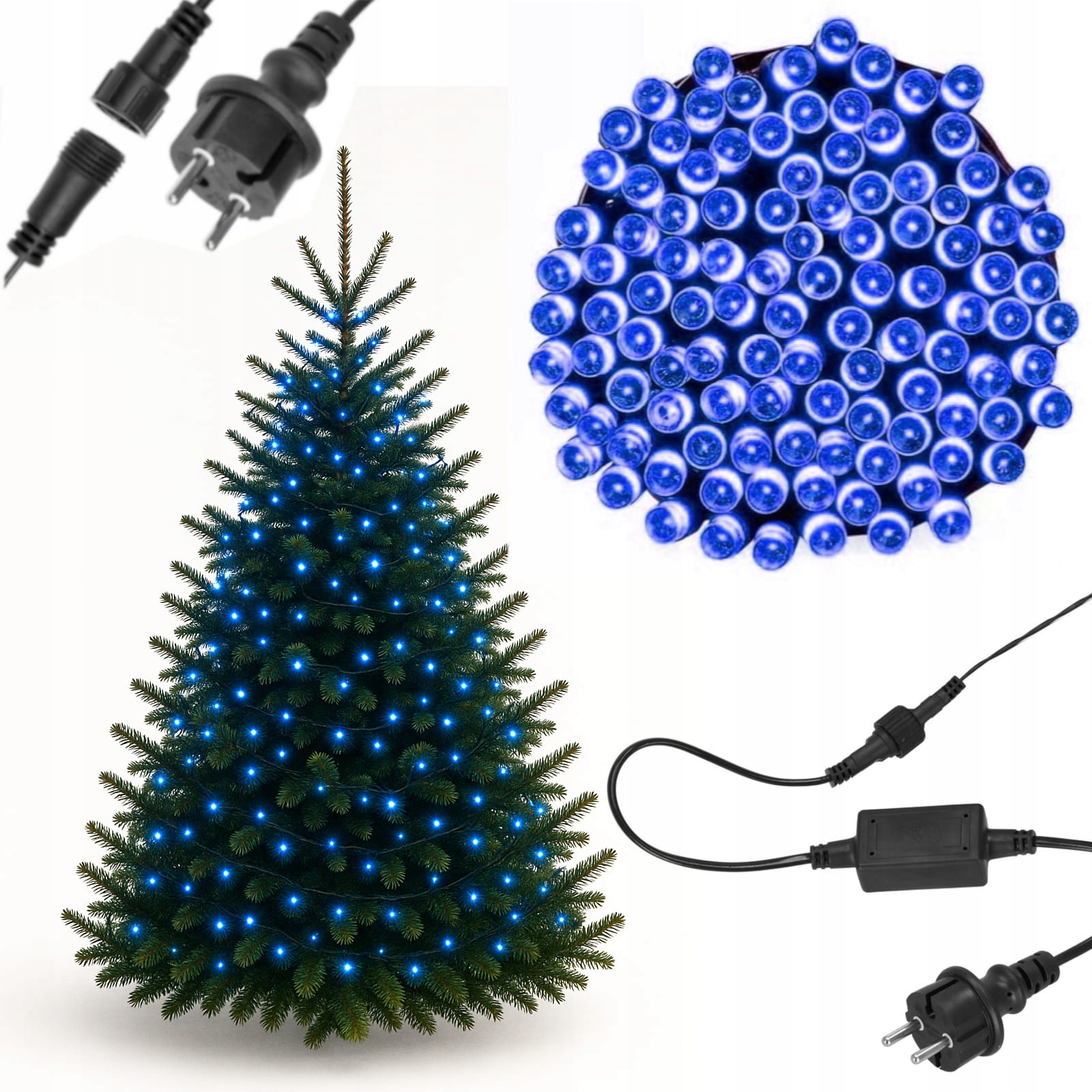 Vánoční Osvětlení Na Stromeček 500 Led Pevné Flash Modré Venkovní