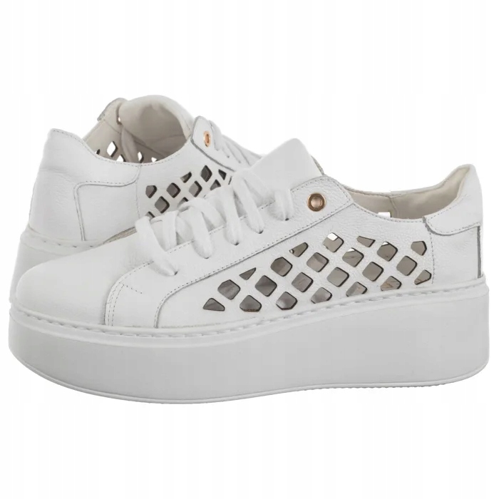 Kožené ažurové tenisky na platformě Dámské Nepeke Elvir Bílé