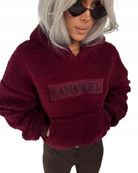 La Manuel mikina s kapucí beránek bordo Puffy, univerzální velikost