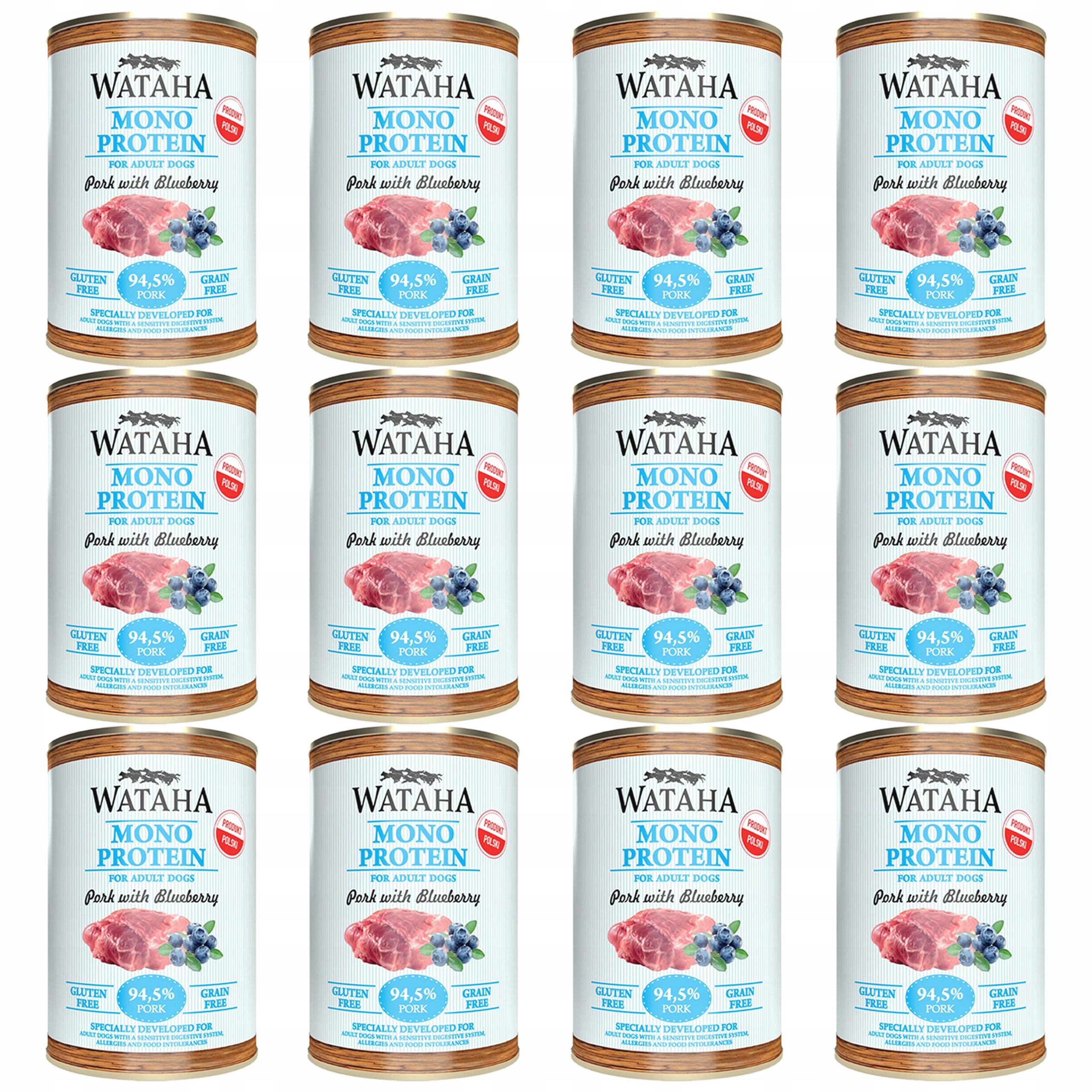 Levně Wataha Mono Protein Adult krmivo pro psy Vepřové borůvky 12 x 400 g