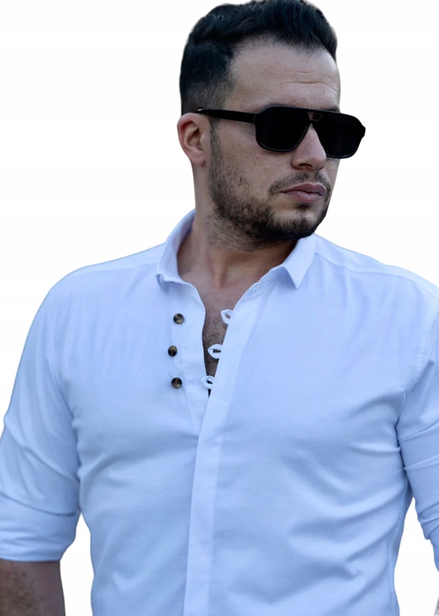 Elegantní Klasická Pánská Košile Hladká, Bílý Mělký Límec M