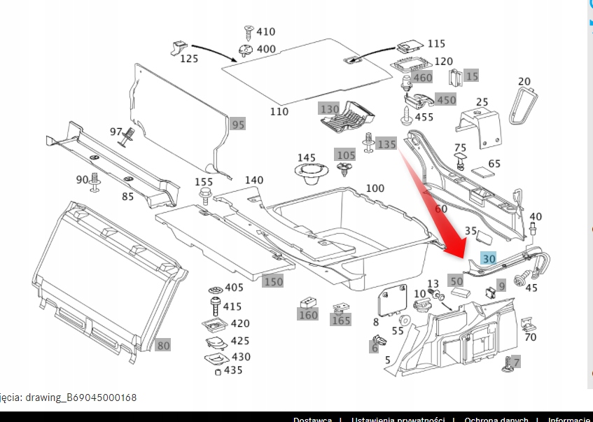 LISTWA HOKEJ ODPŁYW WODY DO MERCEDESA W211 E KLASA