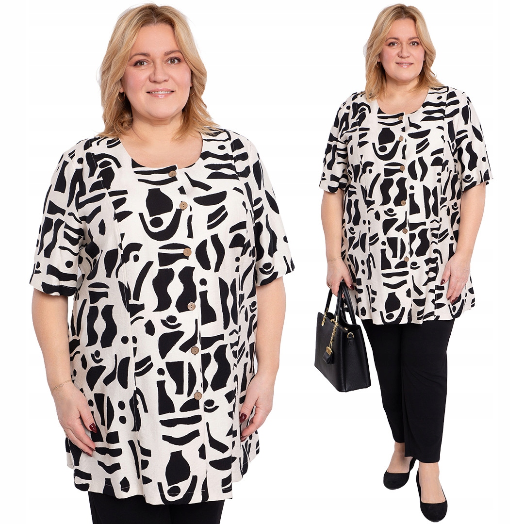 Béžová dlouhá košile s černým vzorem velikost 52