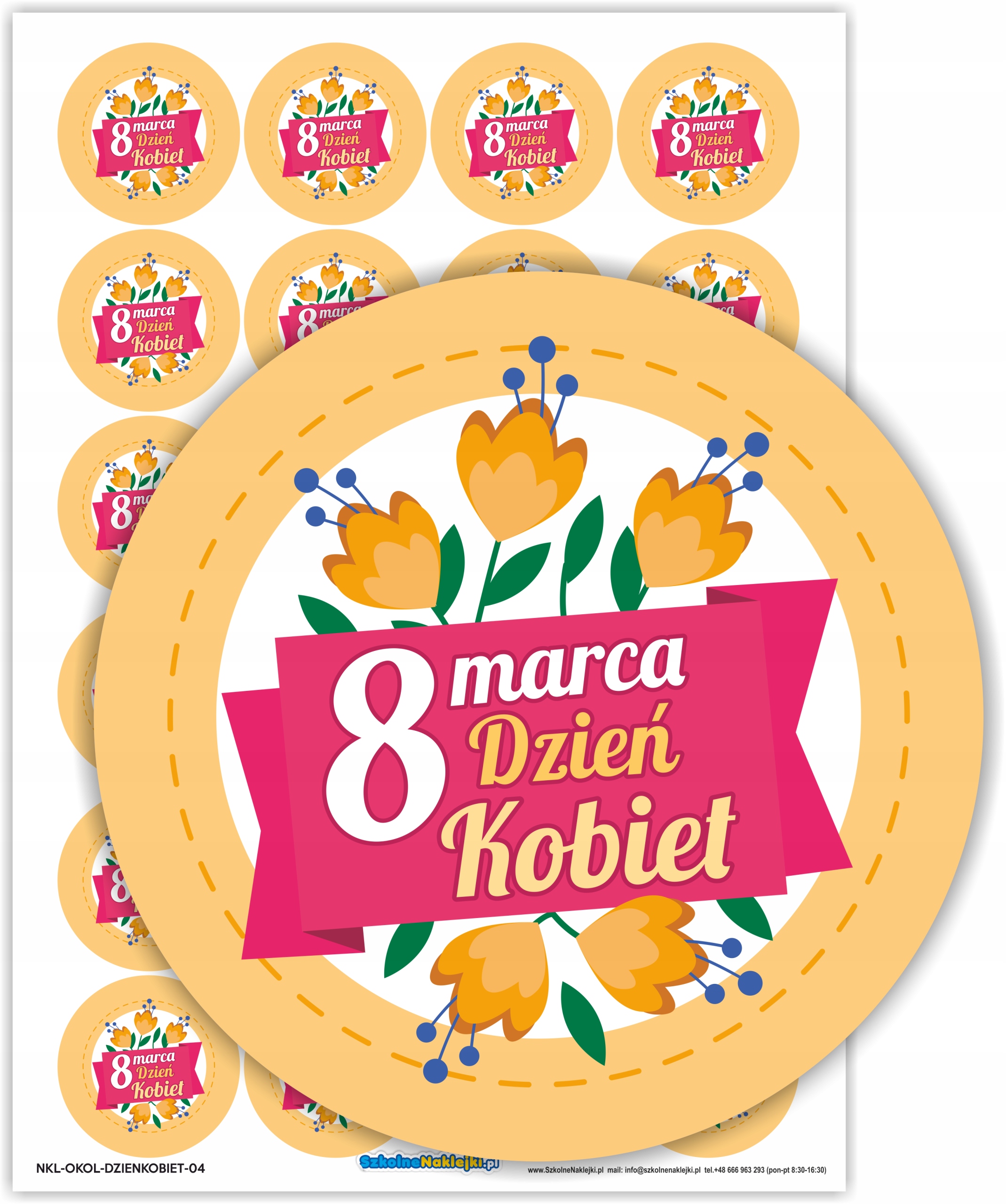 

Naklejki Dzień Kobiet na prezenty upominki 40mm