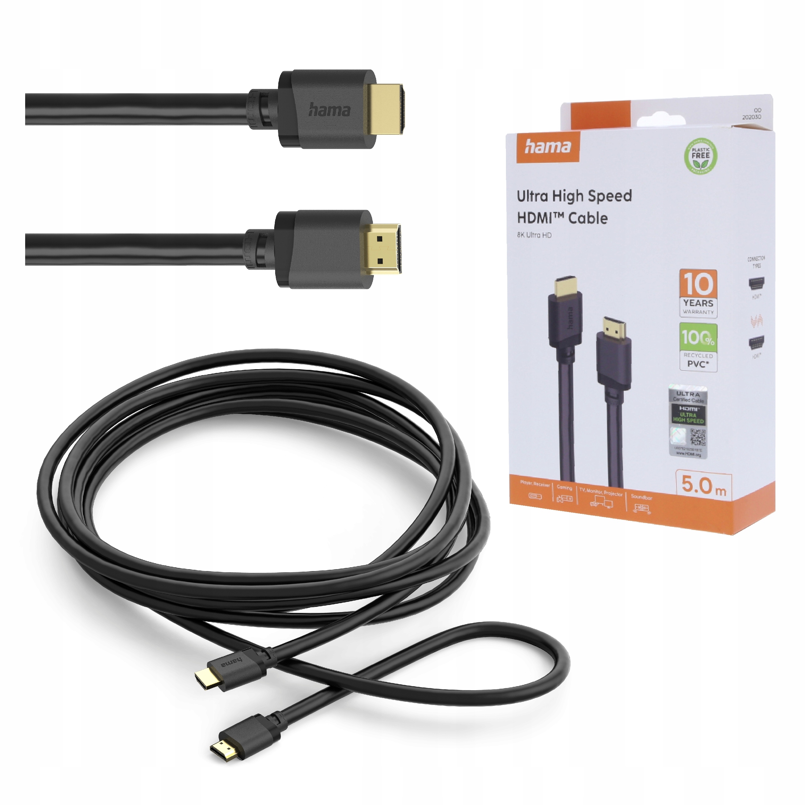 Hama Kabel Hdmi 2.1 Ultra High Speed 7680x4320 8K 5m eARC 48 Gbit/s