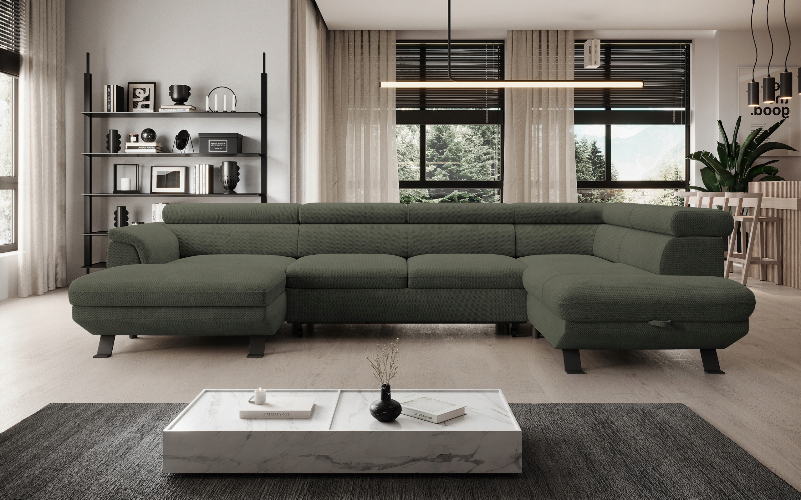 Moderní Rohová Sedací Souprava Raven XL s funkcí spaní Novinka Versailles