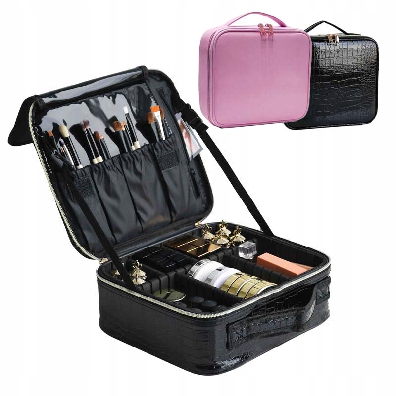 Kuferek na kosmetyki walizka z uchwytem i przegródkami do wyboru
