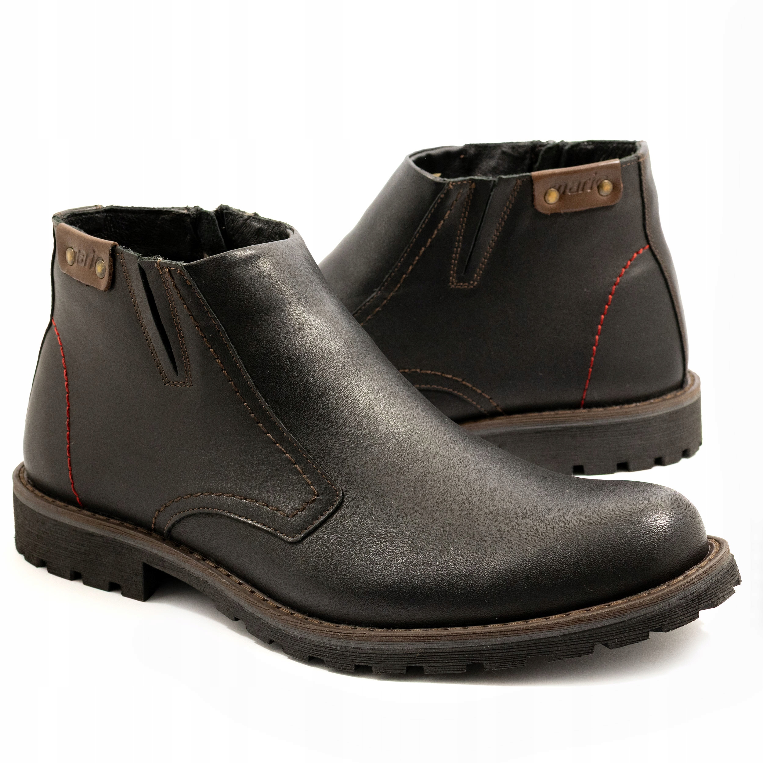 Pánské zimní kožené zateplené boty se zipem Polské 815cz 46