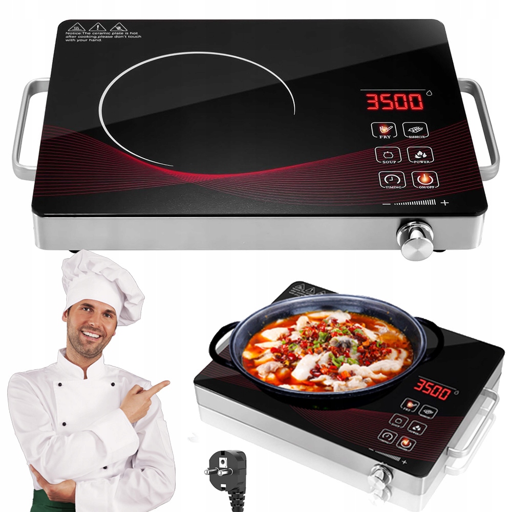 Kuchenka Elektryczna Ceramiczna 4 Tryby 3500W Łatwe Czyszczenie Bezpieczny