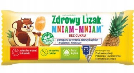 Zdrowy Lizak, Mniam Mniam, smak ananasowy, 1 sztuka