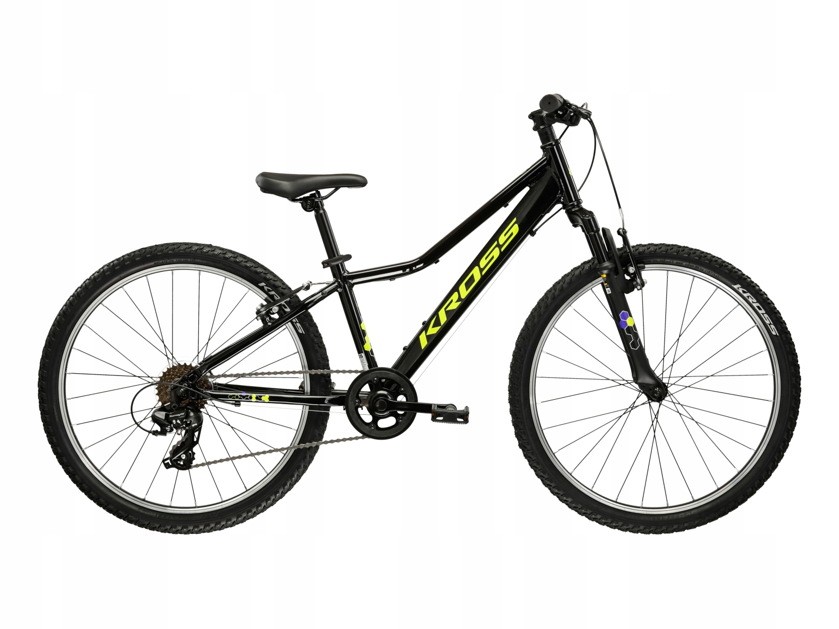 Rower Kross 24" Hexagon Jr 1.0 12" Czarny/żółty/połysk 2026