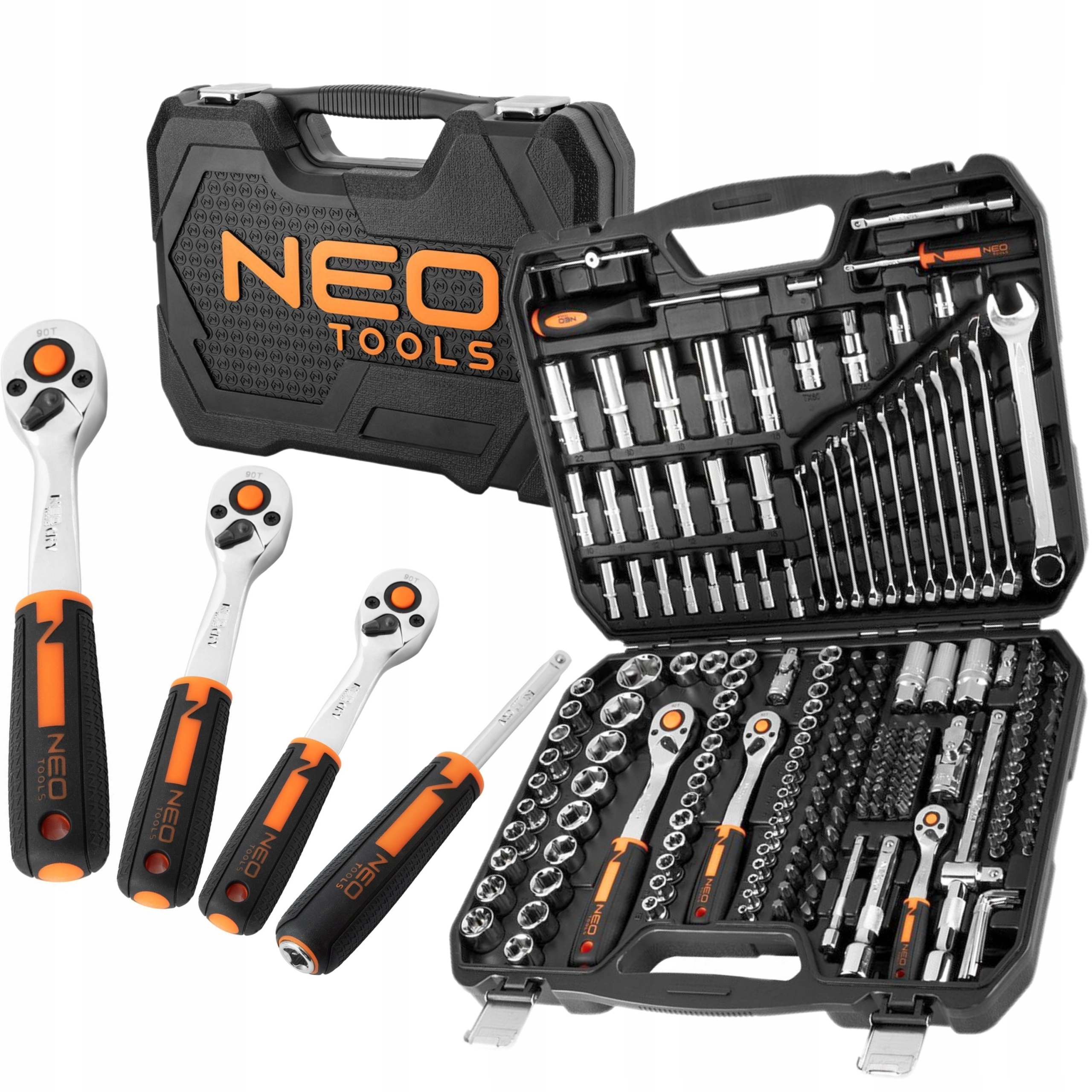 Neo Sada Nástrčné Kľúče 1/2" 3/8" 1/4" 219ele Crv Ploché Torx Nástavce