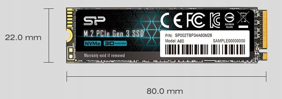 DYSK SSD Silicon Power 256GB M.2 PCIe NVMe A60 Producent Silicon Power