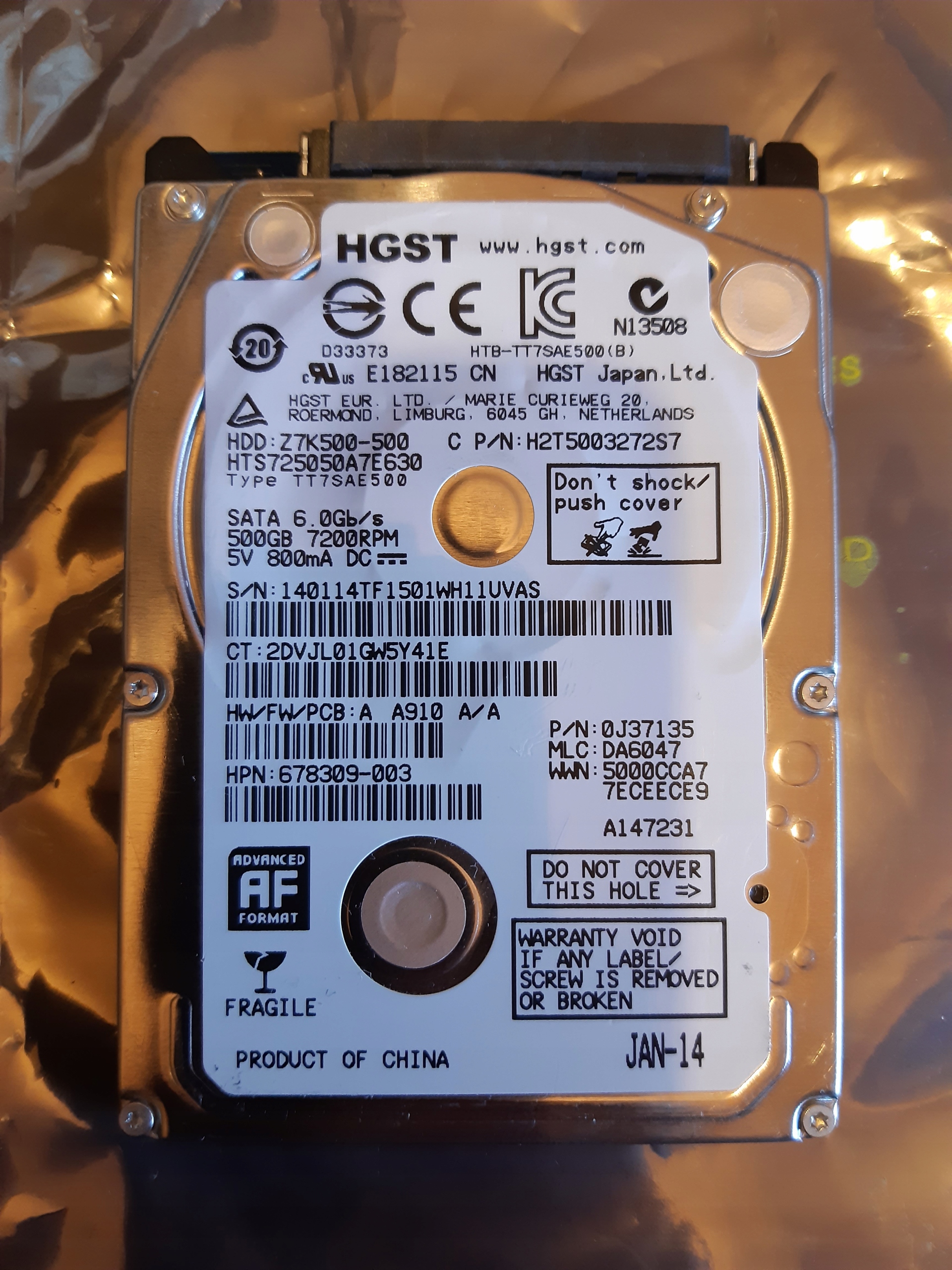 

Dysk Hdd Hgst Z7K500-500 500GB slim 7mm