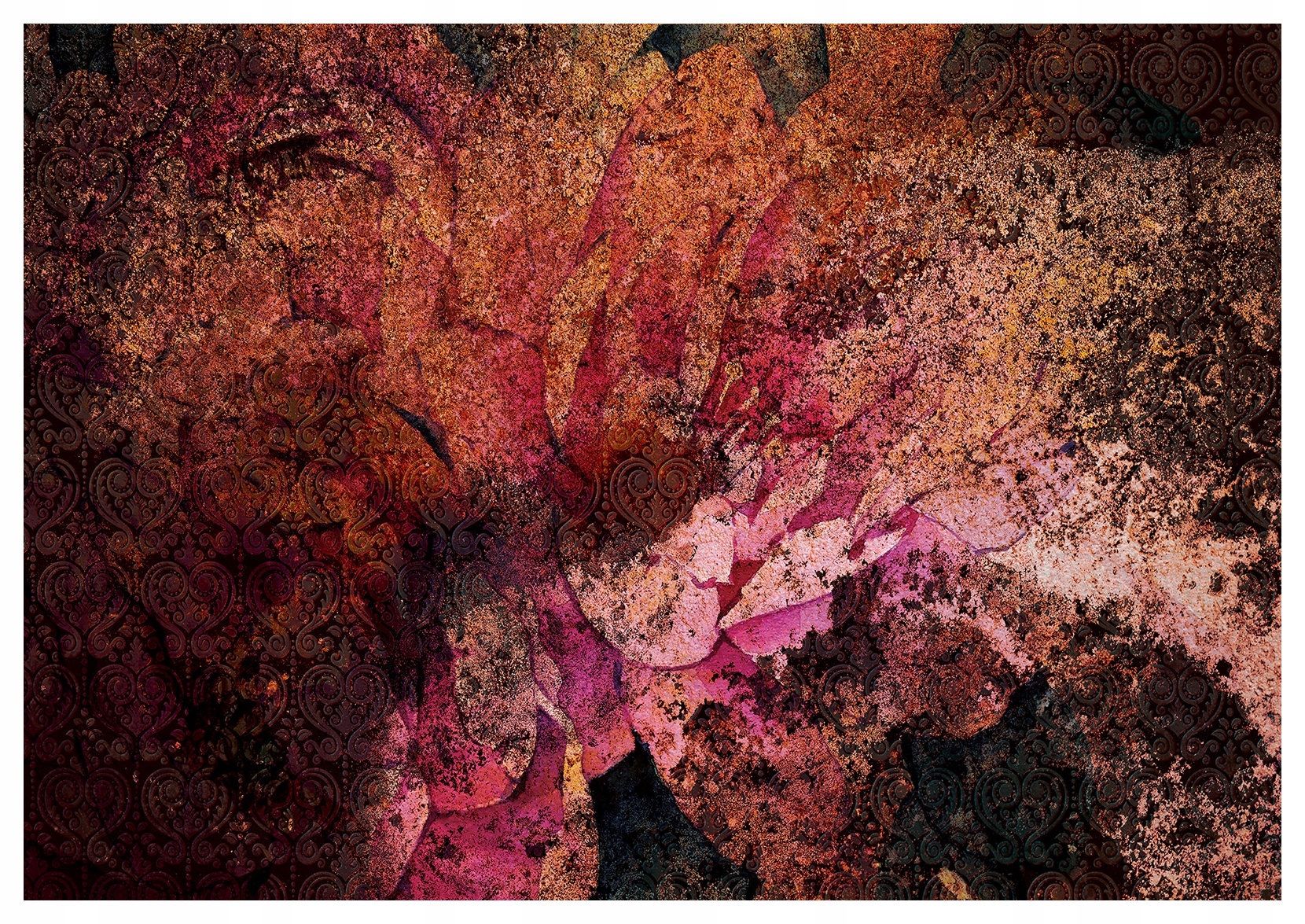 Fototapeta Květinová abstrakce textura vintage červená 208x146 lepidlo