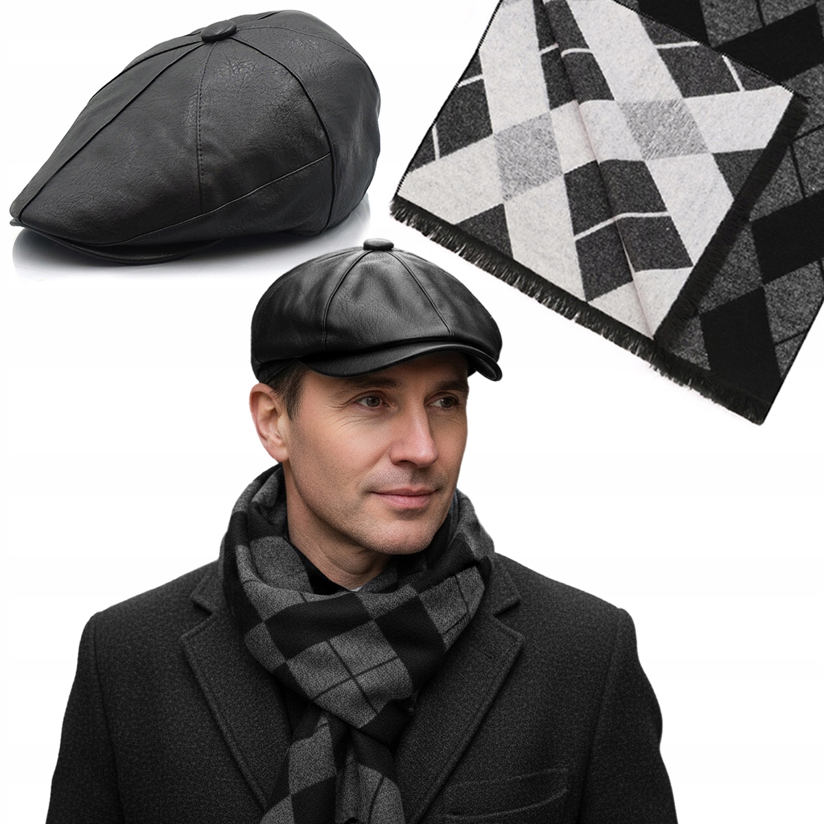 Pánská kožená šála a šála Pako Jeans Módní komplet jako Dárek