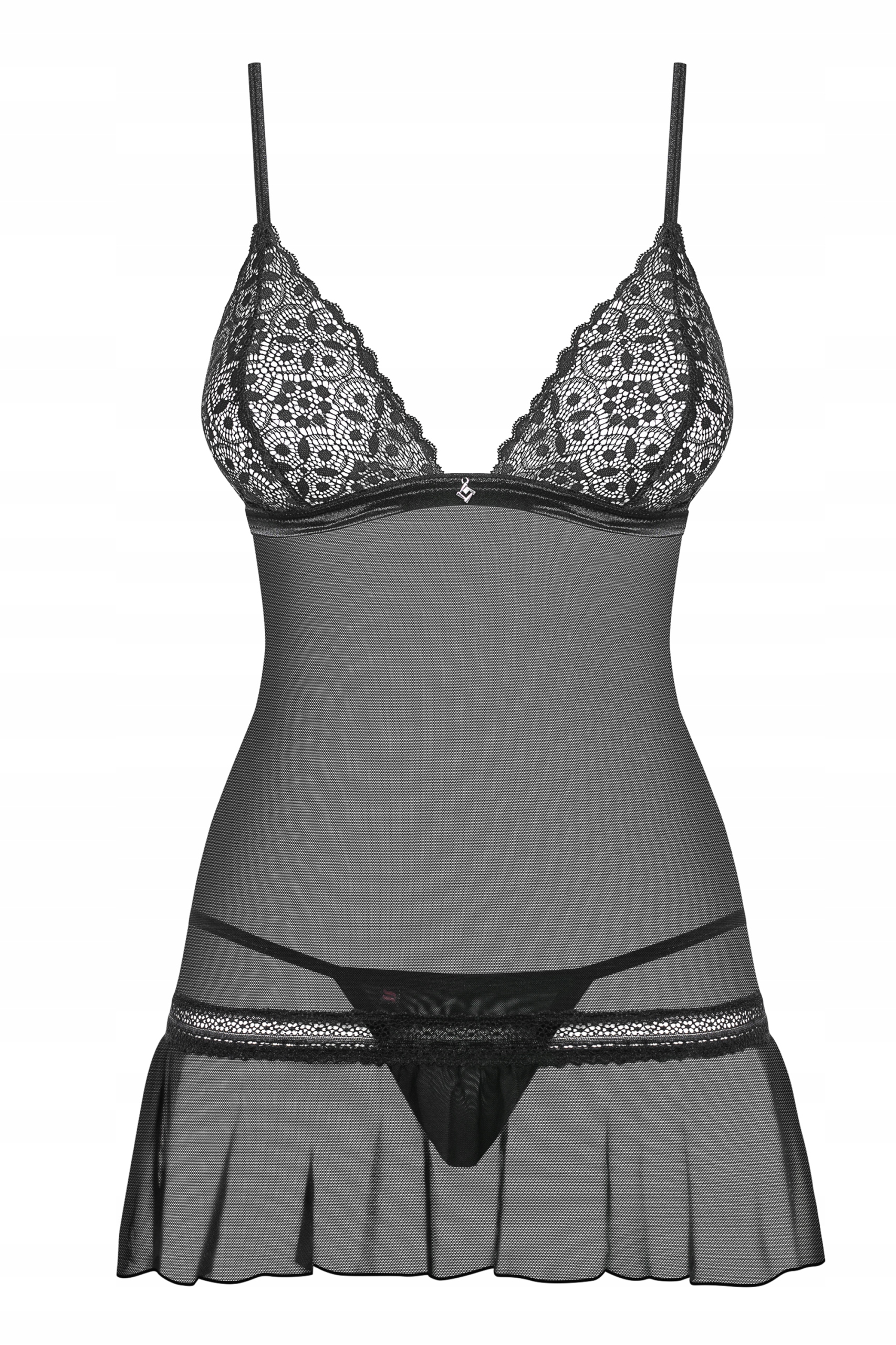 tričko tanga Obsessive Shibu černá S/m sexy noční volánek