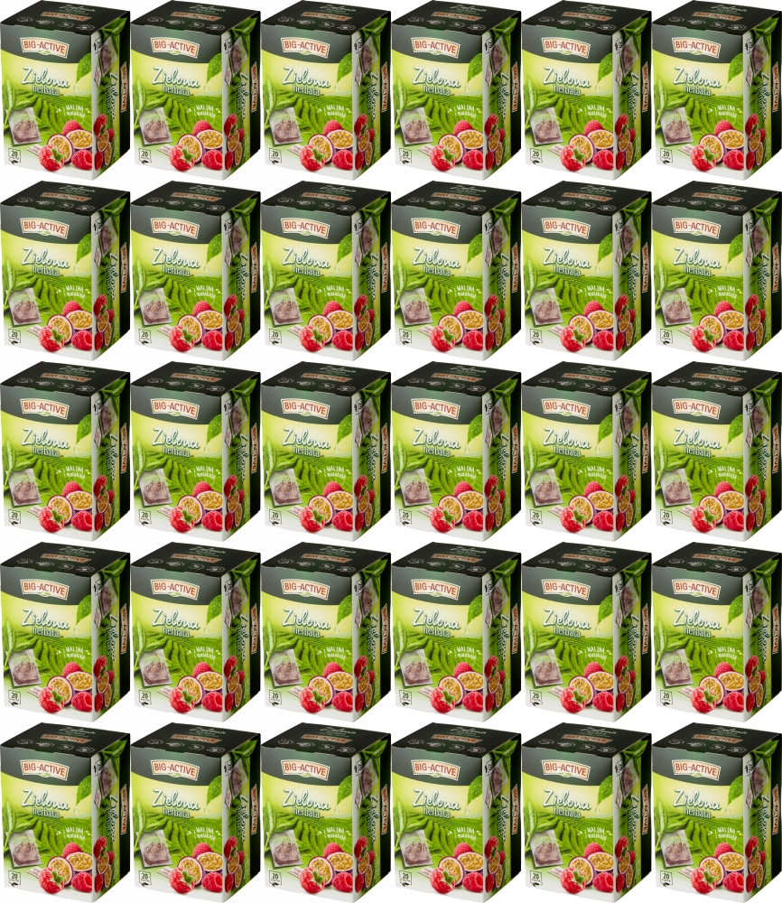 Big Active herbata Zielona Z Maliną I Marakują ekspresowa 20 Kopert x72