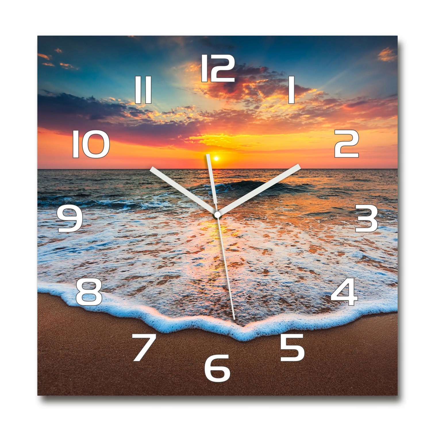 

Nowoczesny szklany zegar Zachód nad morzem 60x60cm