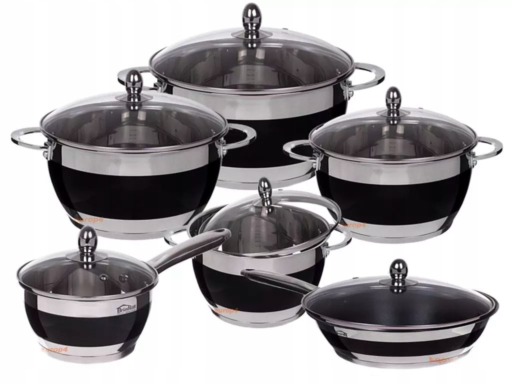 Ocelové hrnce Hoffner, sada 12 ks, indukce, plyn