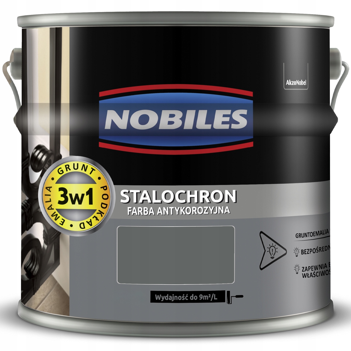 Nobiles Stalochron Farba na kov na hrdzu Šedá Svetlá Ral 7010 10L