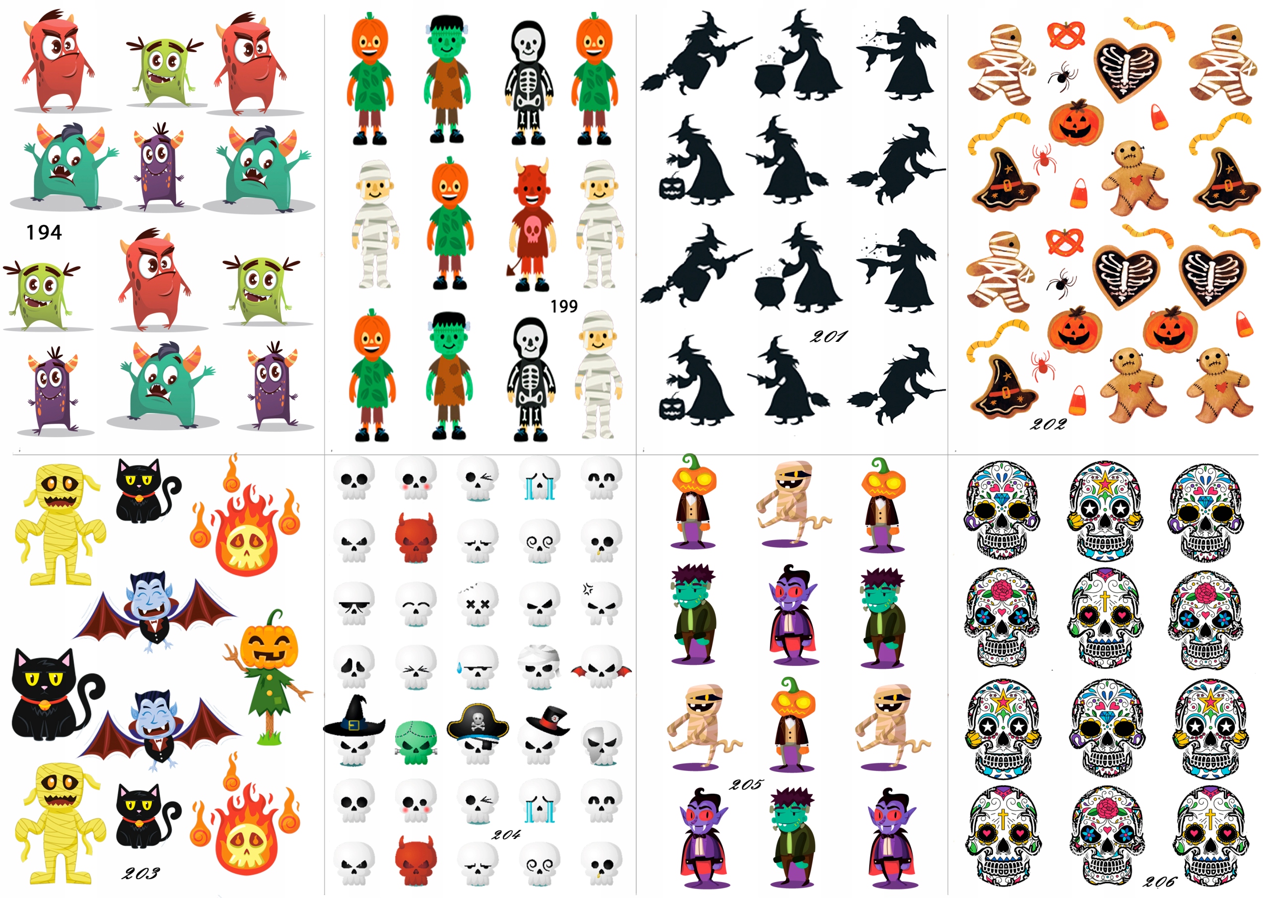 NAKLEJKI HALLOWEEN DLA DZIECI 7,5X10,5 dużo wzorów Marka VS