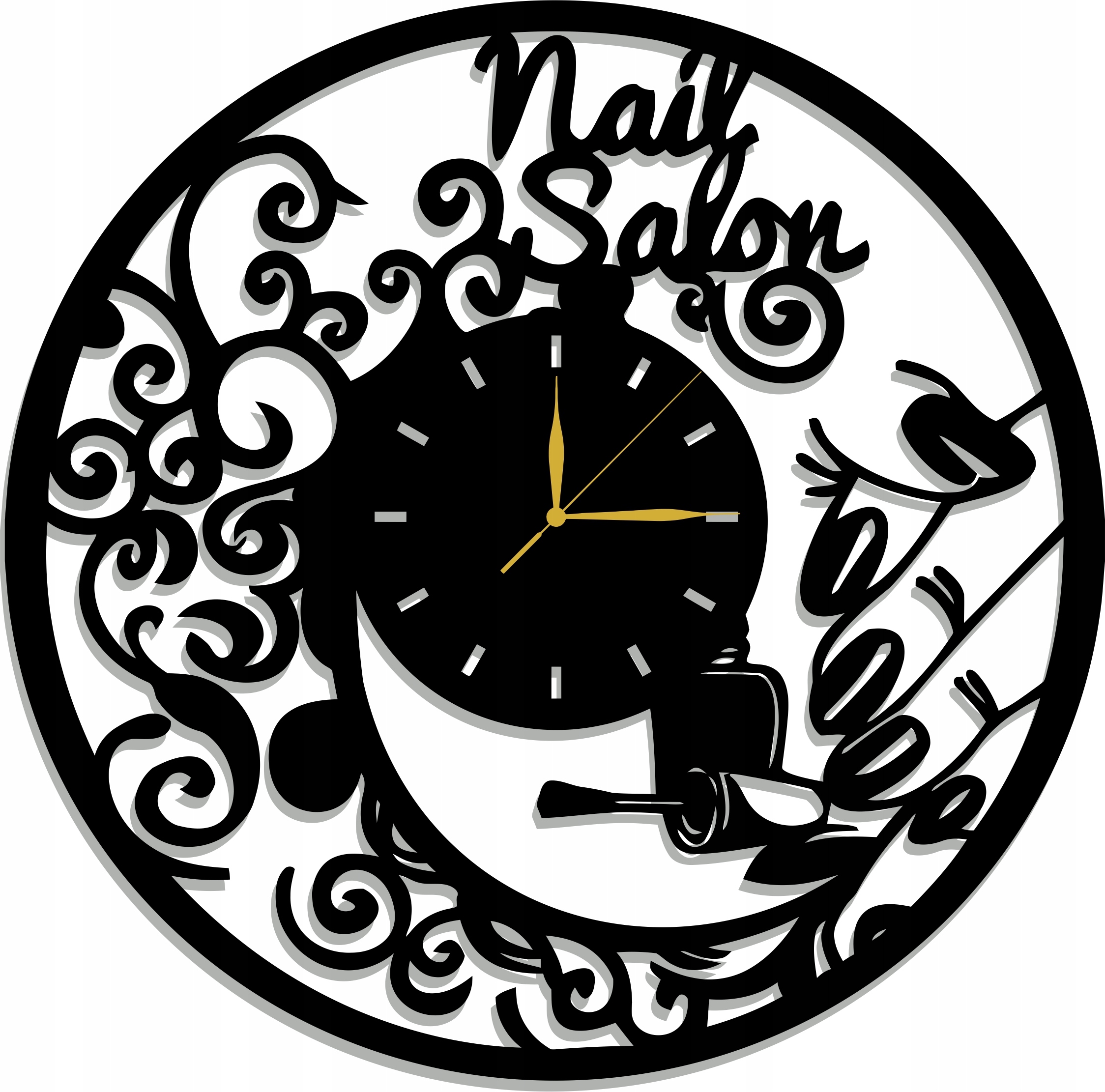 Prolamované Hodiny Nehtový Salon 80 CM XXXL 17 Barev