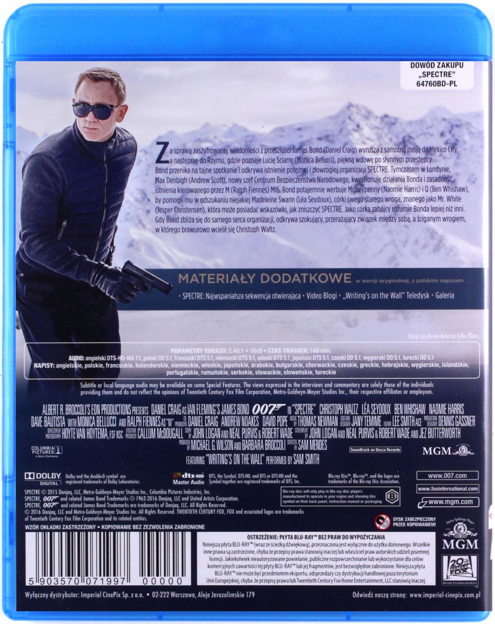007 JAMES BOND: SPECTRE (BLU-RAY) Stan opakowania oryginalne