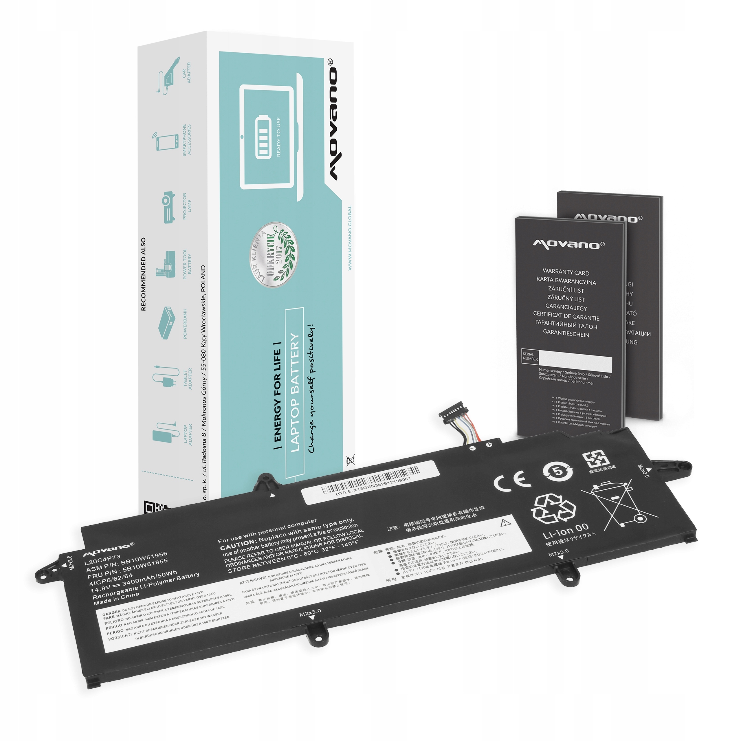 Bateria do Lenovo L20L4P74 SB10W51956 5B10W51855 Thinkpad X13 Gen 3