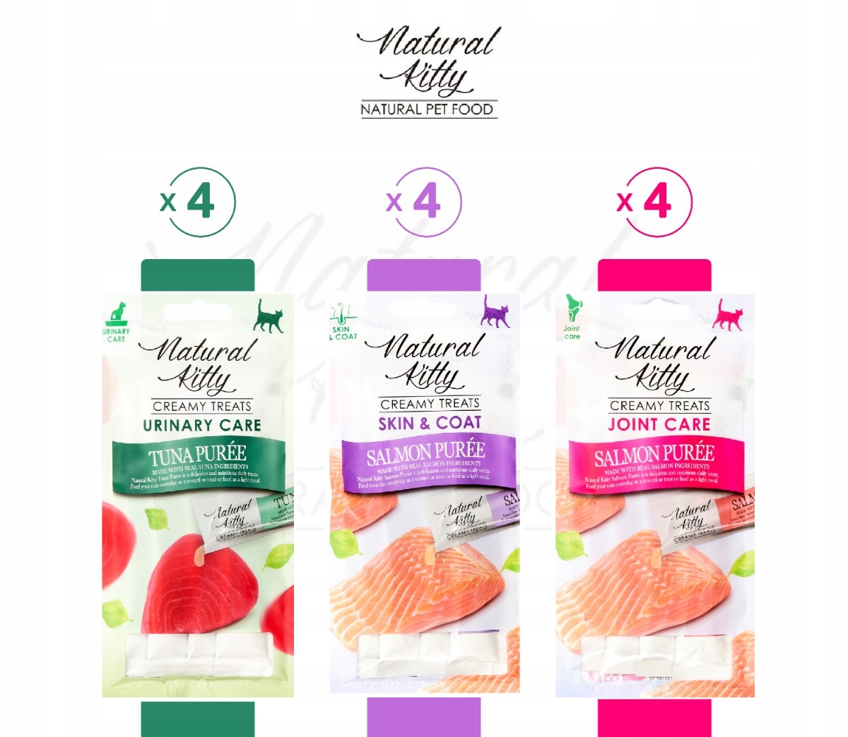 Levně Natural Kitty 100% pamlsek mix chutí pro kočky pyré 12x48g