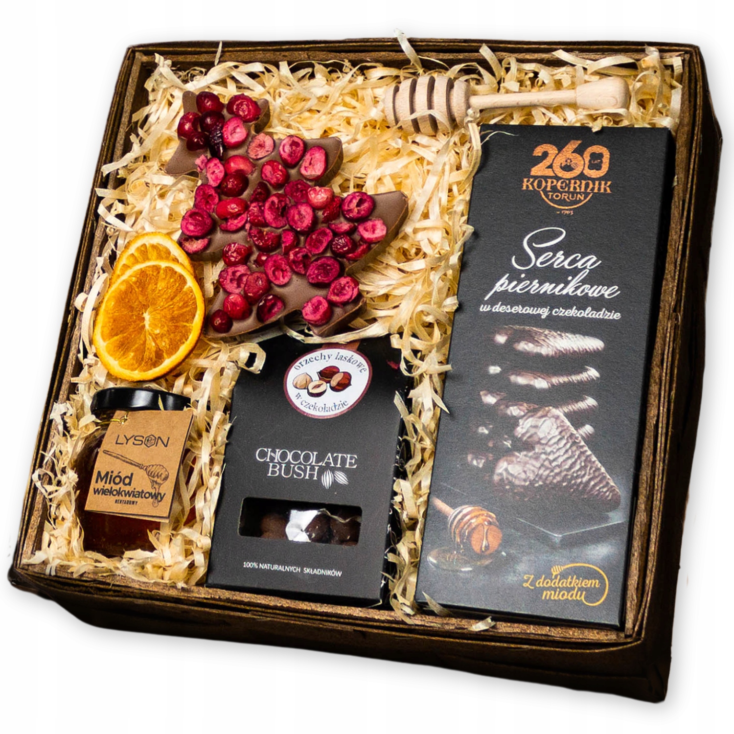 Levně Dárkový koš, Vánoční Dárek perníky , čokoláda , med