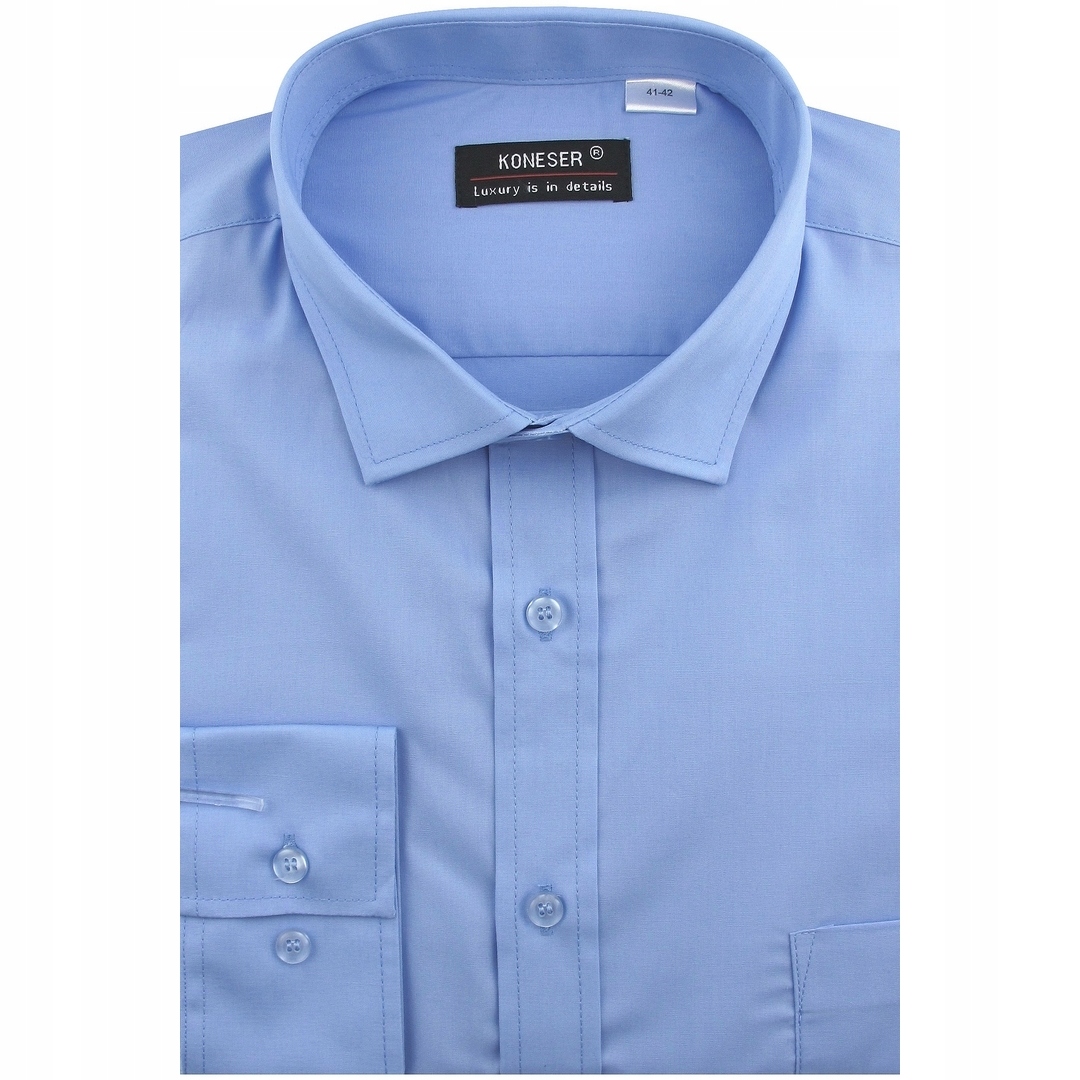 Koszula Męska Wizytowa do garnituru niebieska Regular L072