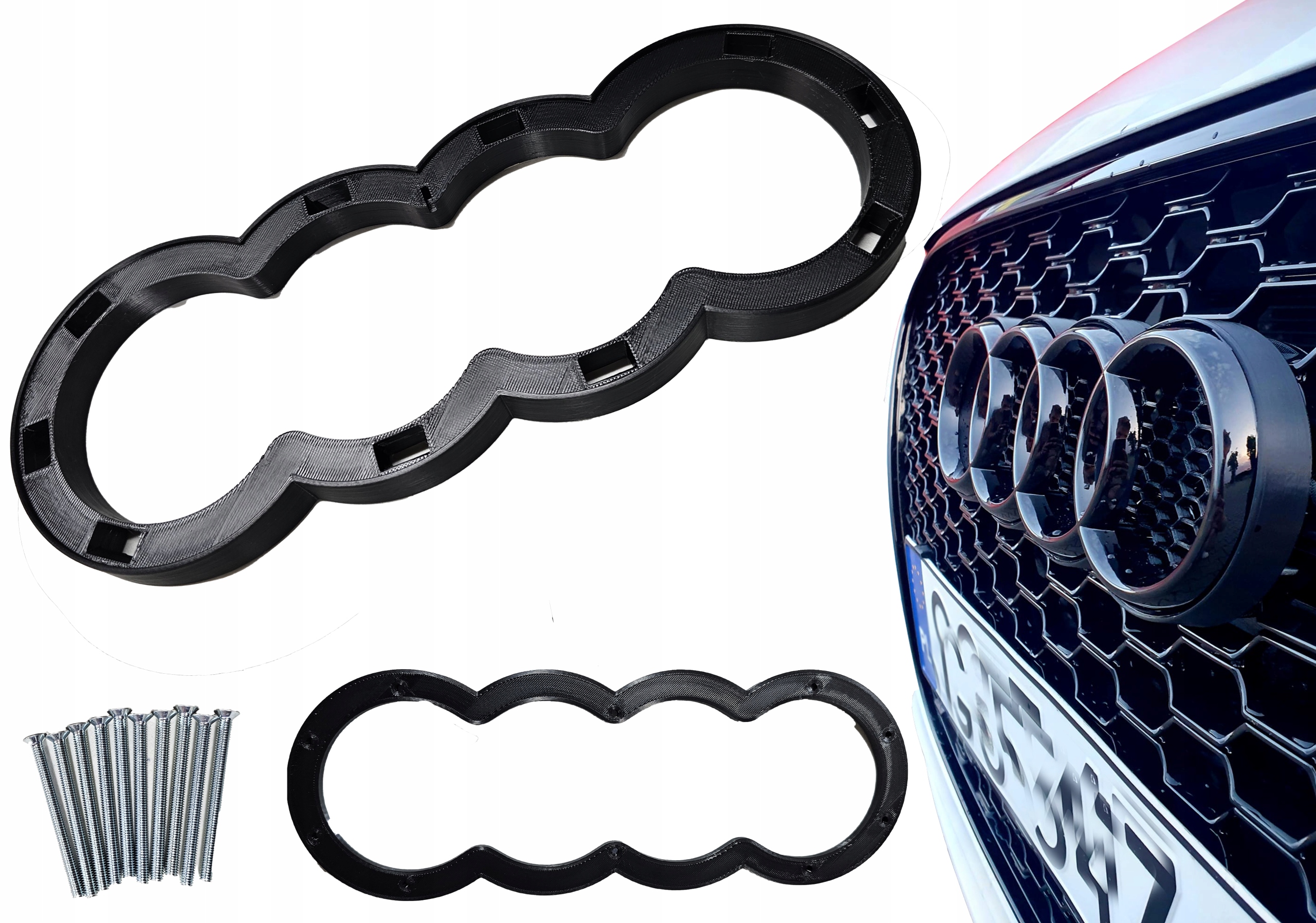 Podložka emblému Audi značka grilu medová plástev bez mřížky 274 mm